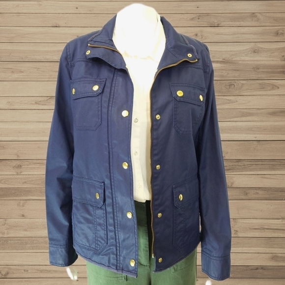J. CREW Downtown Field Jacket Military Utility Navy Blue Women’s S - Picture 2 of 16